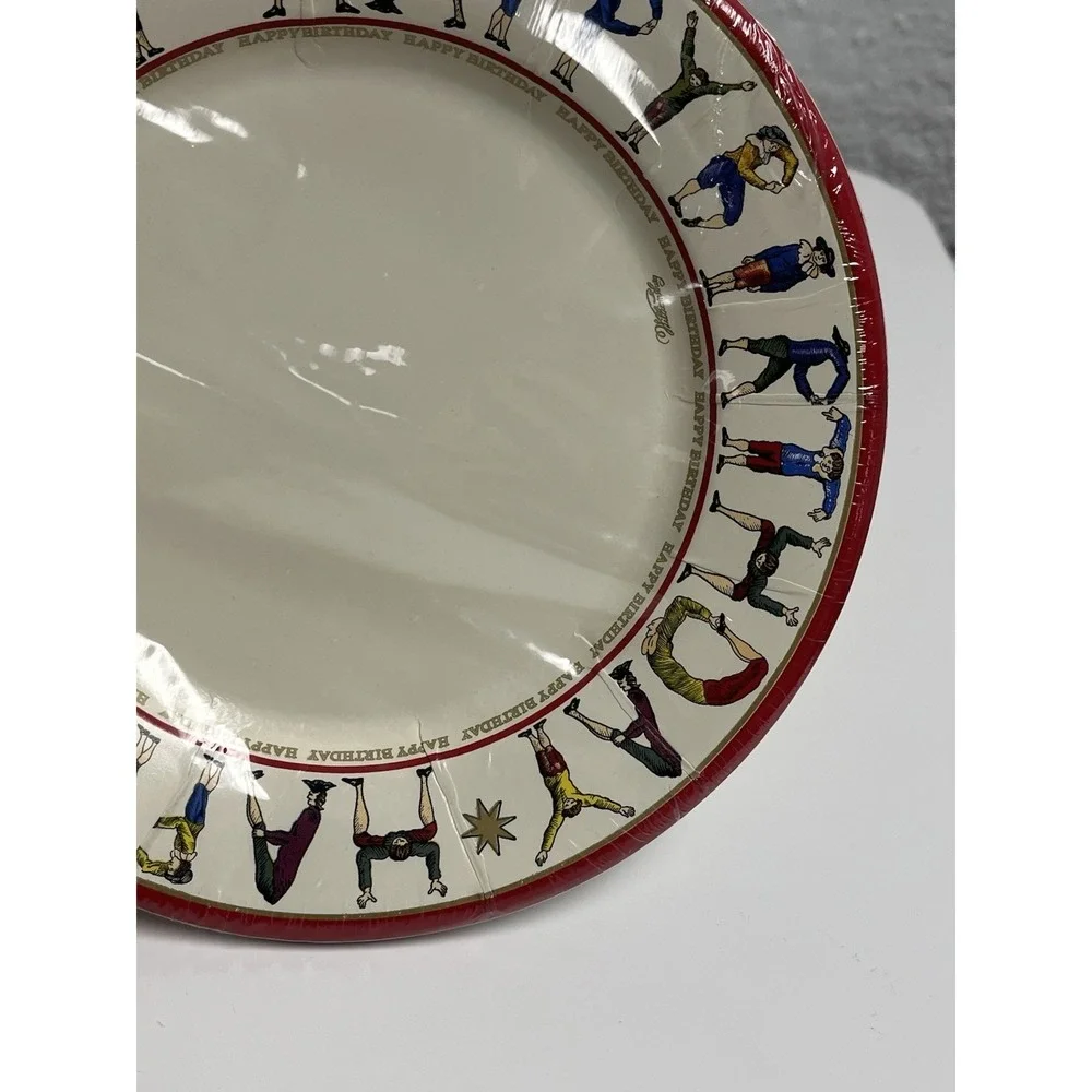 Williamsburg Caspari Round Paper Salad Plates Happy Birthday Hotch Potch Sealed